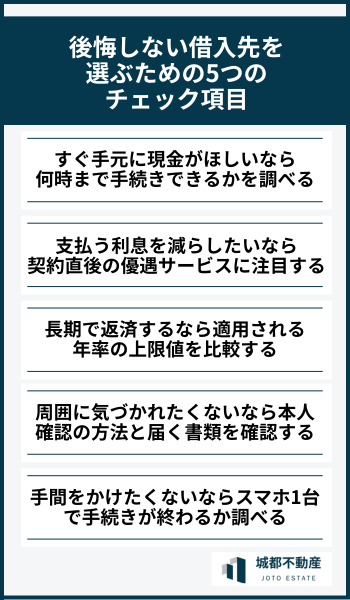後悔しない借入先を選ぶための5つのチェック項目
