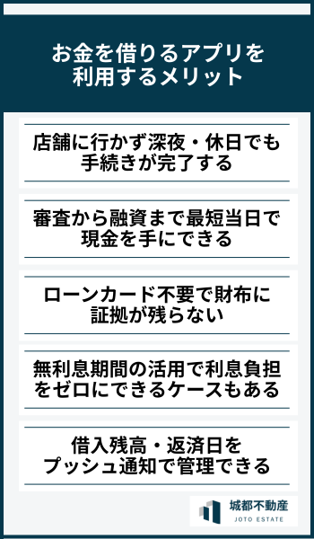 お金を借りるアプリを利用するメリット