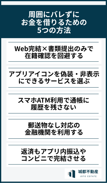 周囲にバレずにお金を借りるための5つの方法