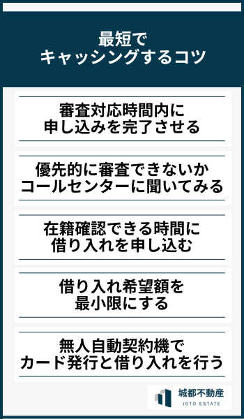 最短でキャッシングするコツ