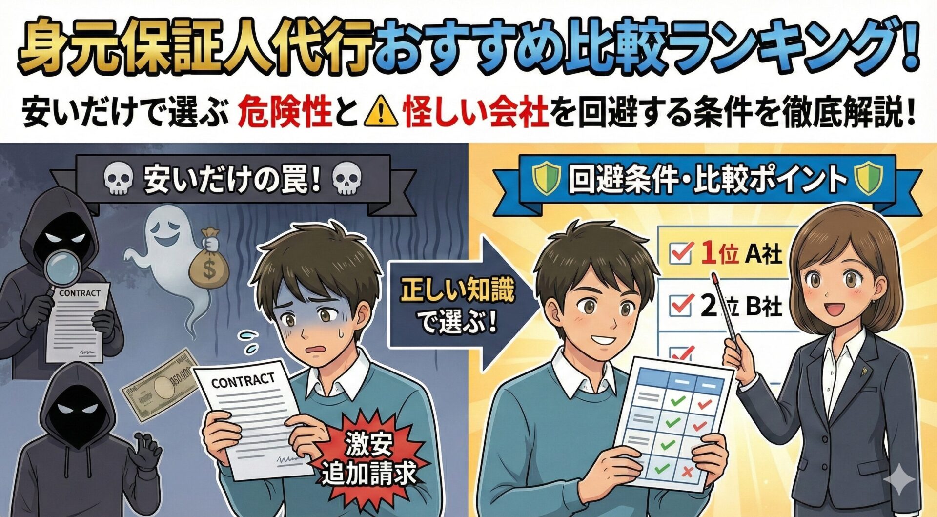 身元保証人代行おすすめ比較ランキング！安いだけで選ぶ危険性と怪しい会社を回避する条件を徹底解説！ | 緊急連絡先・保証人代行ネット