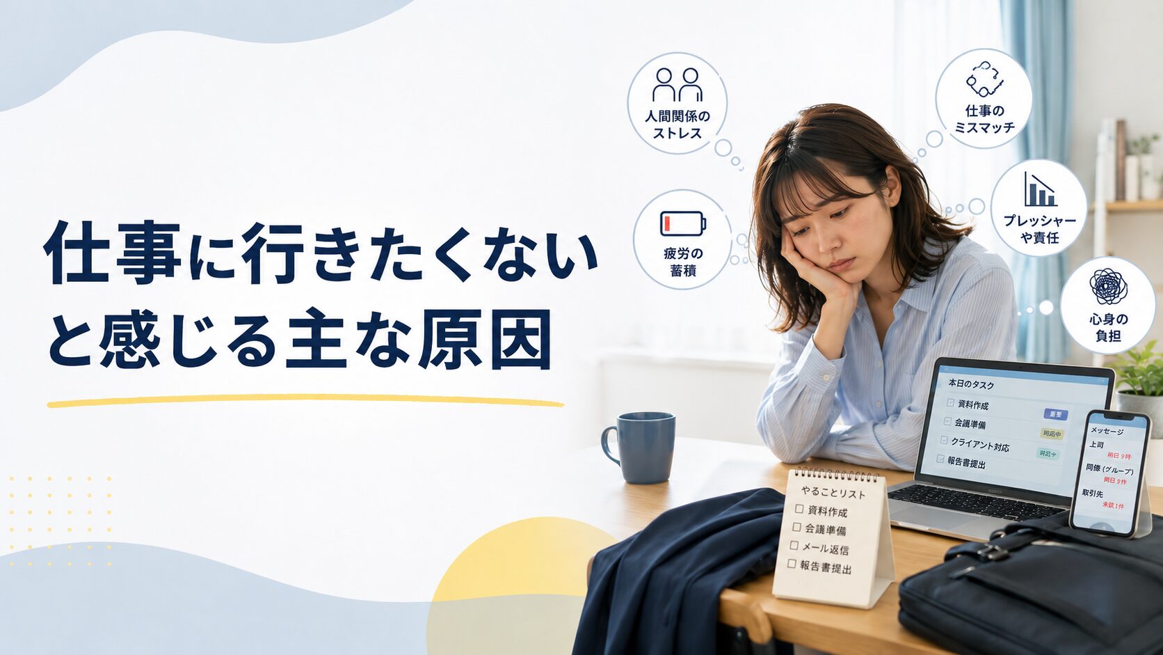 仕事に行きたくないと感じる主な原因